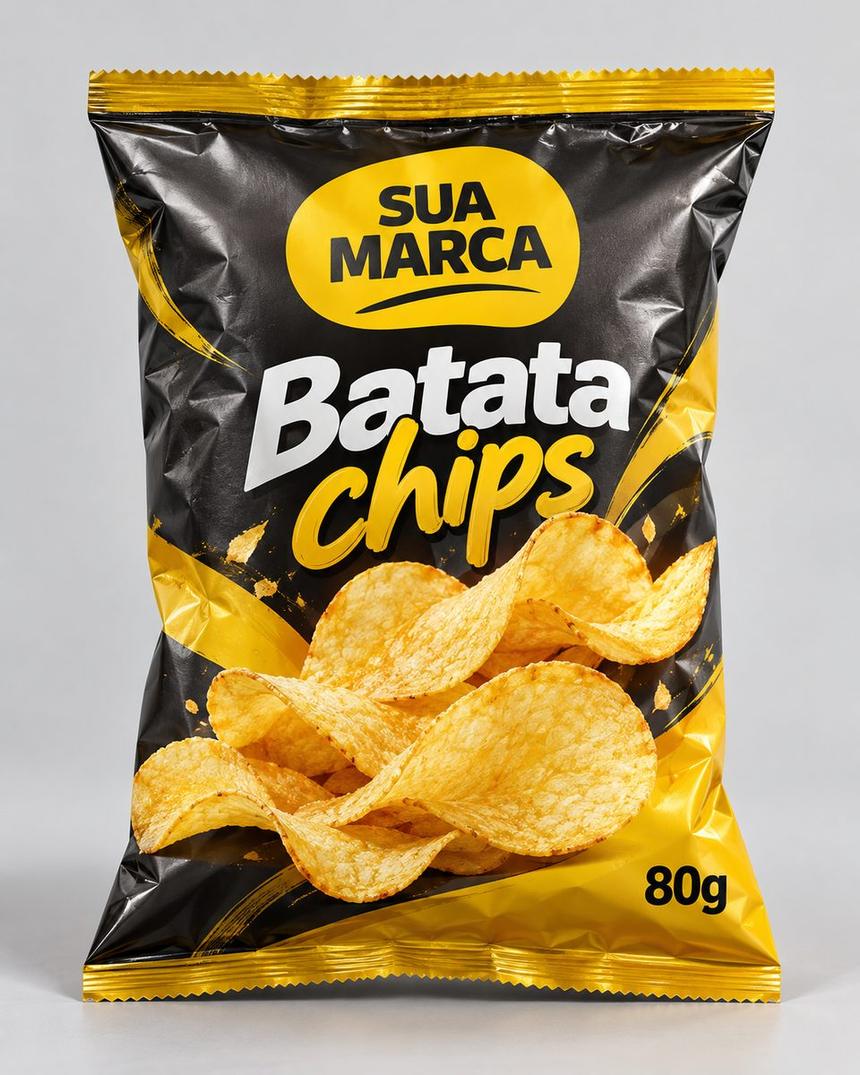 Pacote de batata chips, arte demonstrativa