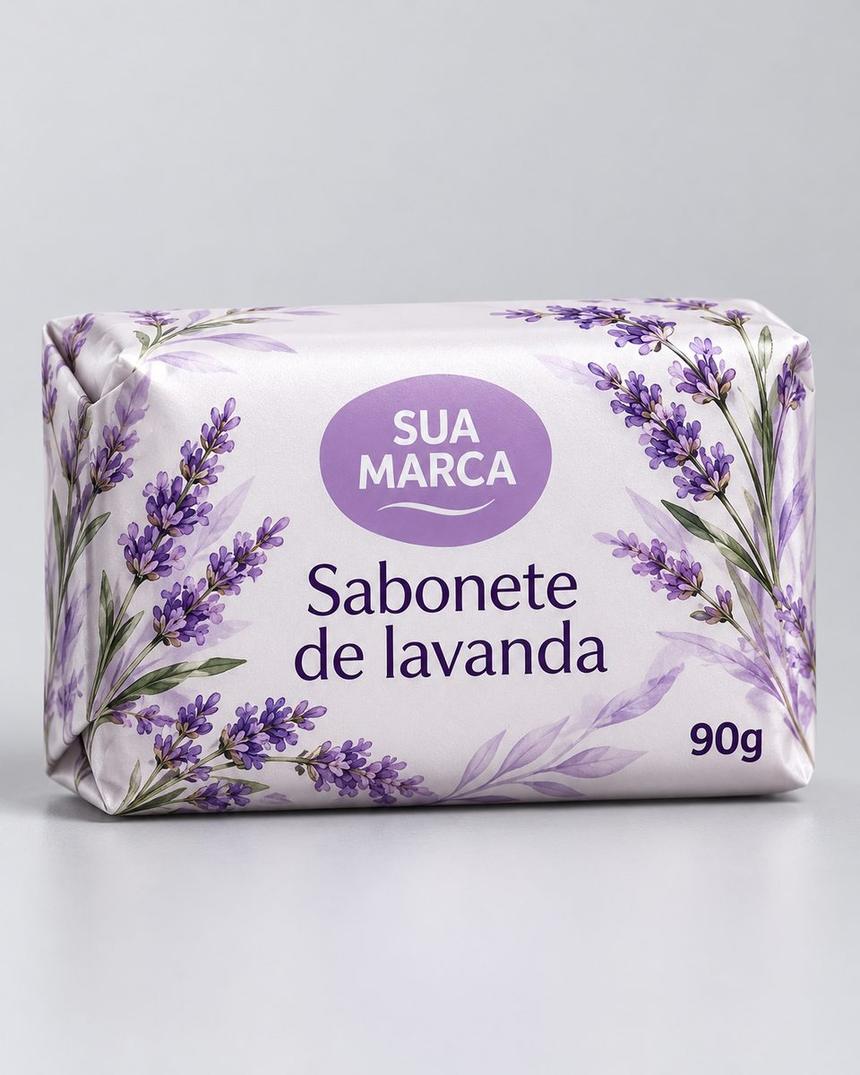 Embalagem de sabonete de lavanda, arte demonstrativa