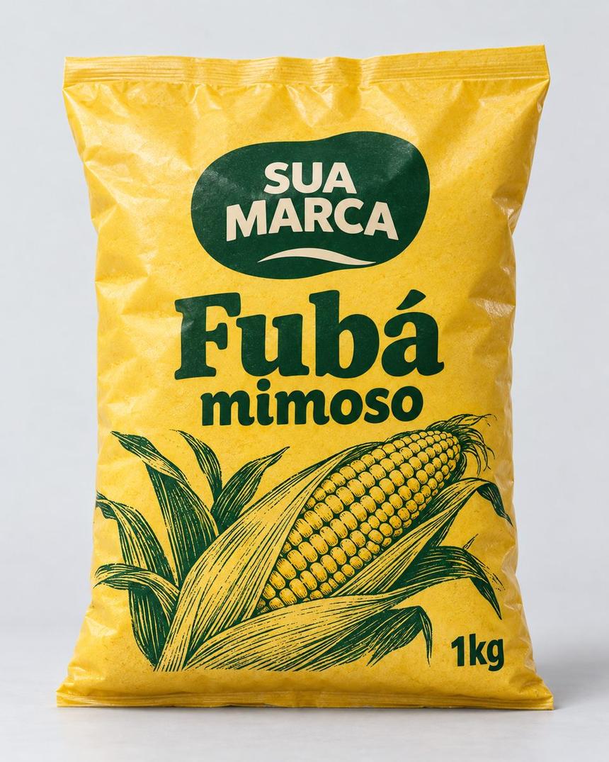 Pacote de fubá mimoso, arte demonstrativa