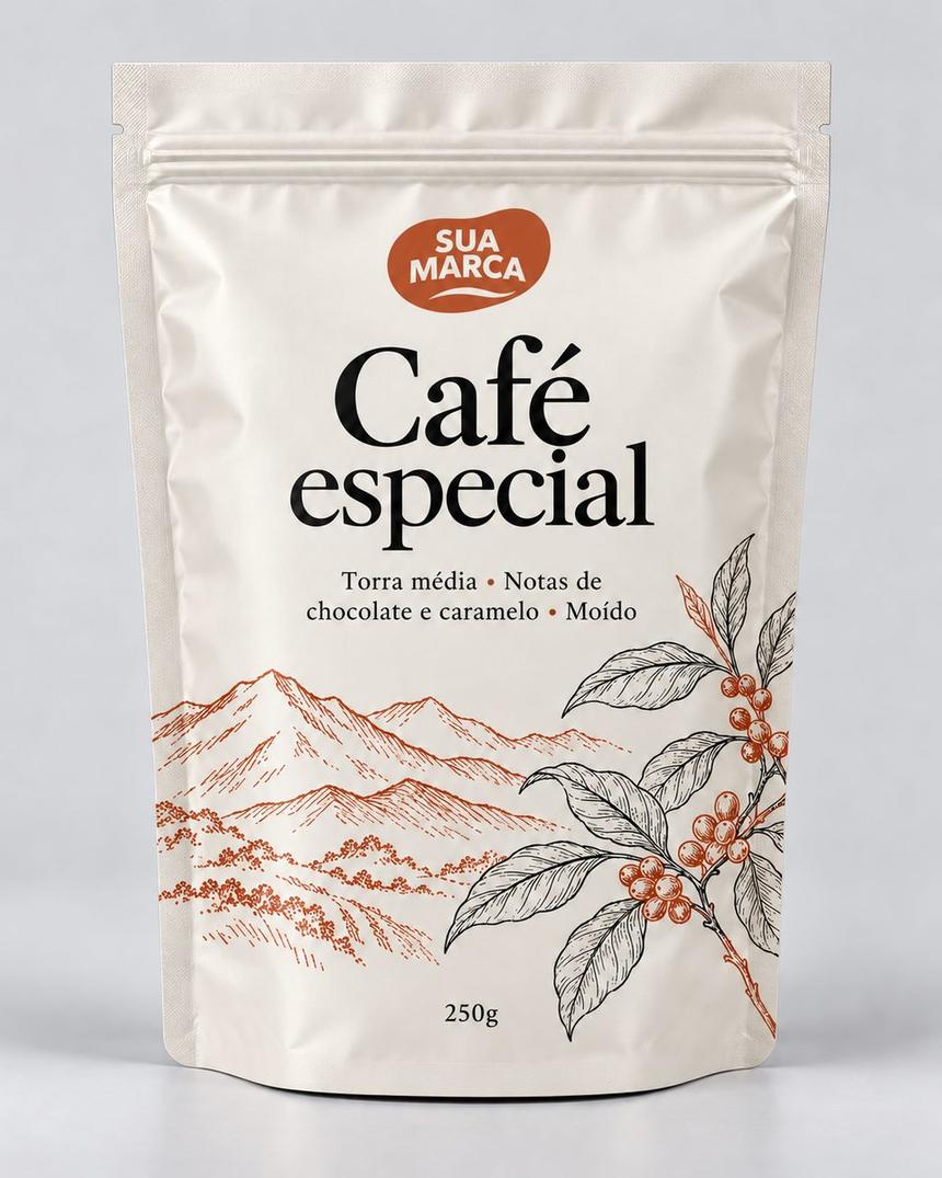 Pouch de café especial, arte demonstrativa