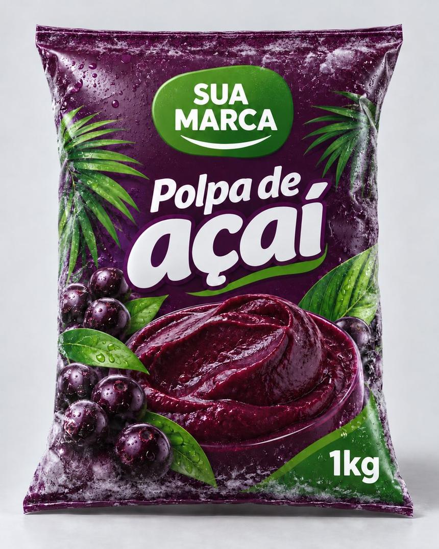 Embalagem de polpa de açaí, arte demonstrativa