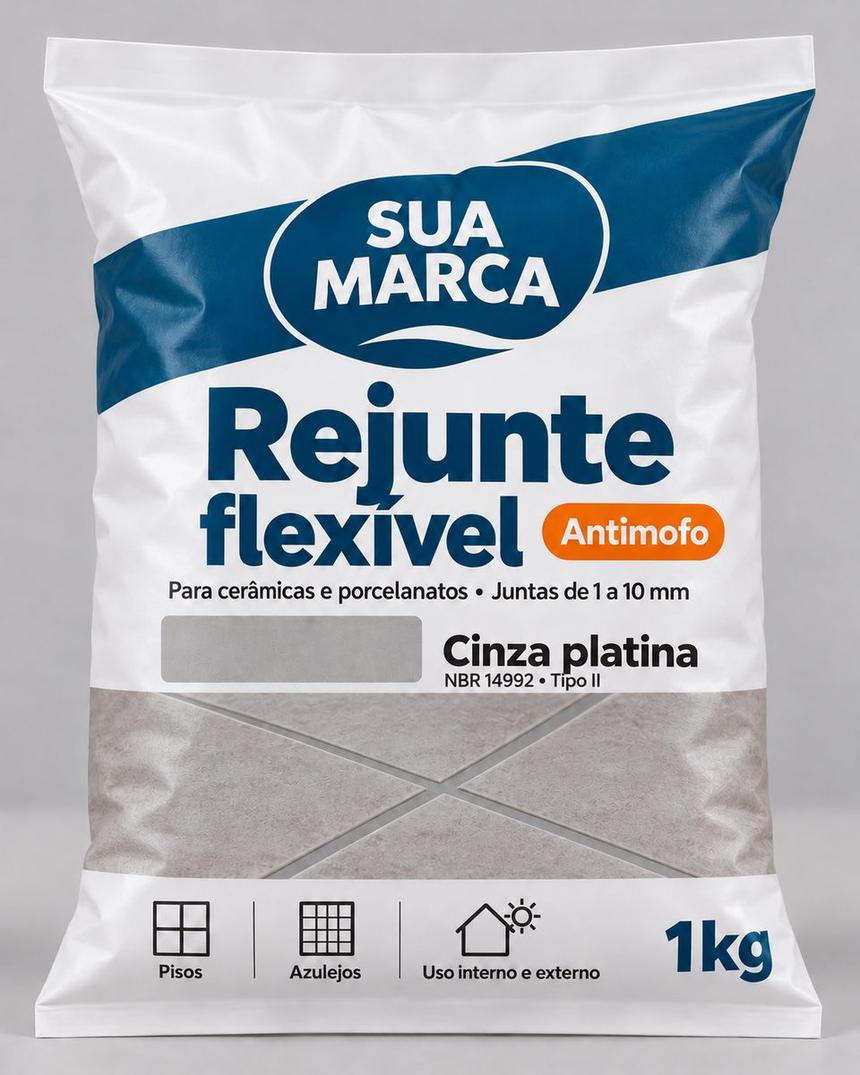Saco de rejunte cinza platina, arte demonstrativa